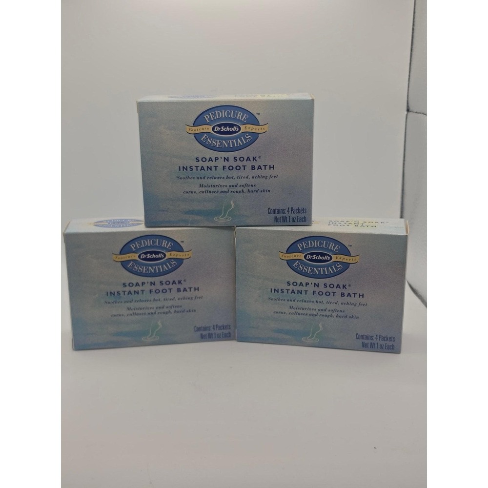 3 Boxes Dr. Scholls Pedicure Essentials Soap N Soak Foot Bath 1997 Vintage USA